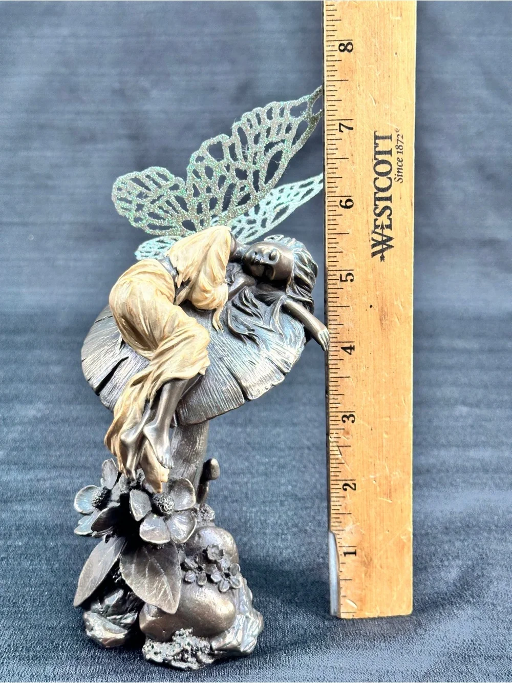 Genesis Fine Arts Little Fairie Sleeping Hand Painted Cold-Cast Bronze Figurine